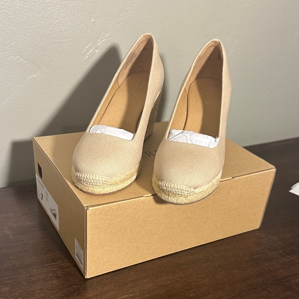 J. Crew Tan Espadrille Wedge Heels NWT